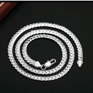 NEW S925 STERLING SILVER FLAT SNAKE CHAIN NECKLACE 24"